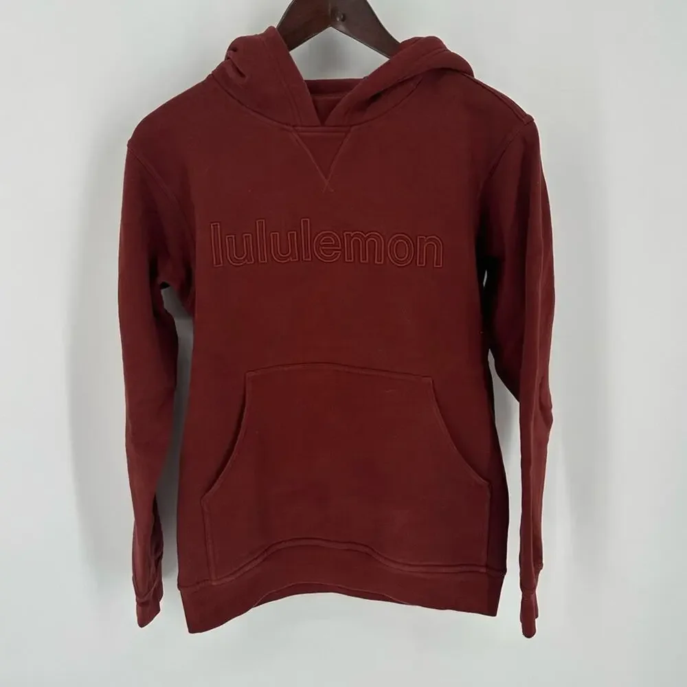 Lululemon All Yours Hoodie *Graphic Date Brown Size 2 Spell Out Logo Sweatshirt
